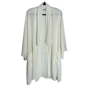 Vintage Angel Fairy Duster Cardigan Womens OS White Damask Open Flowy Lagenlook